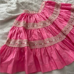 Vintage Handmade Embroidered Pink Ruffled Skirt
